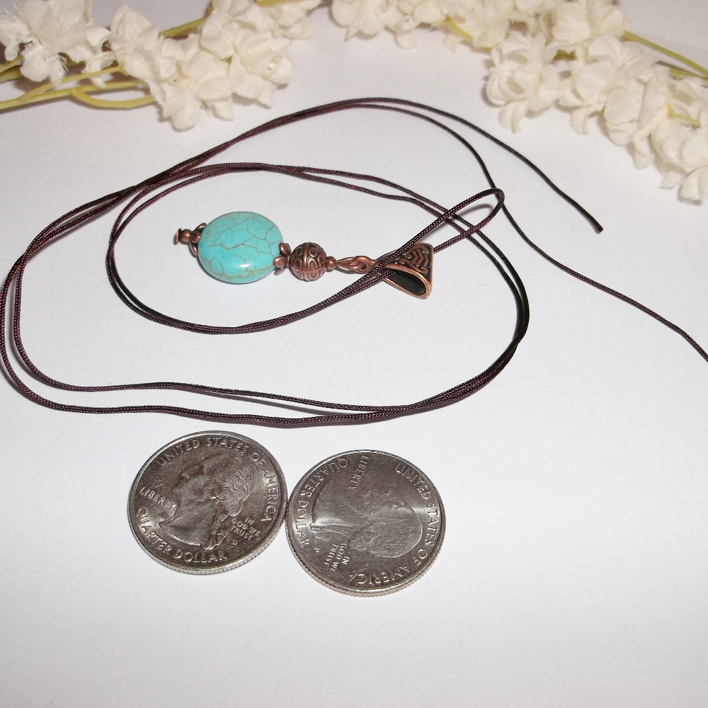 Faux Turquoise Blue And Copper Necklace NWT 4785 - Picture 4 of 8